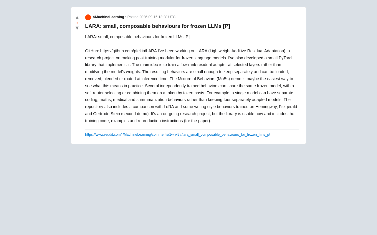 LARA: A Lightweight Adaptation Framework for Injecting Composable Behaviors into Frozen LLMs