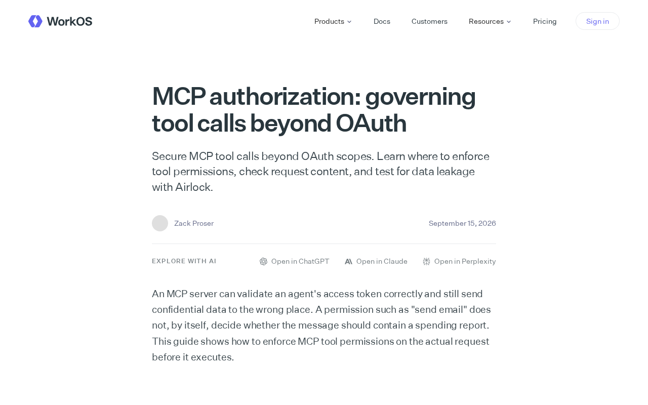 MCP Authorization Governance: Why Tool Calls Need Security Beyond OAuth