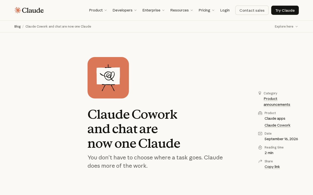 Anthropic Merges Cowork and Chat into a Unified Claude Experience