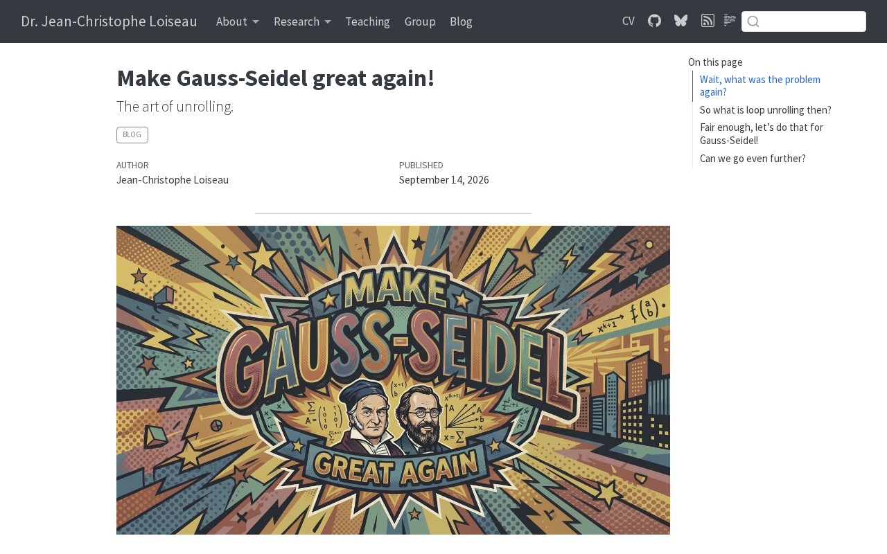 循环展开优化Gauss-Seidel迭代:破解循环携带依赖瓶颈
