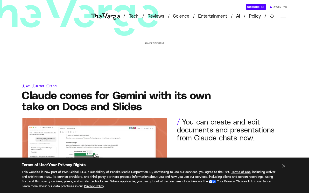Claude推出Docs与Slides,正面挑战谷歌Gemini