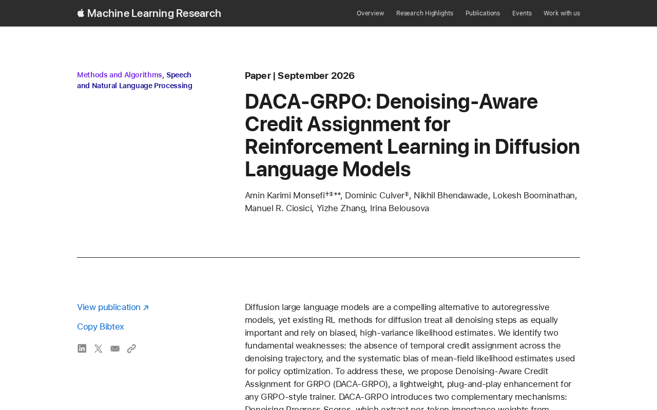 DACA-GRPO: Denoising-Aware Credit Assignment for Reinforcement Learning in Diffusion Language Models