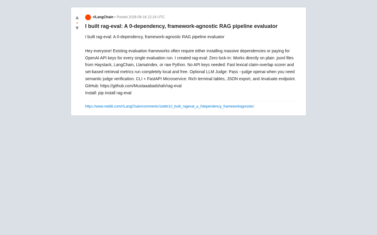 rag-eval:零依赖、无需API密钥的RAG评测工具