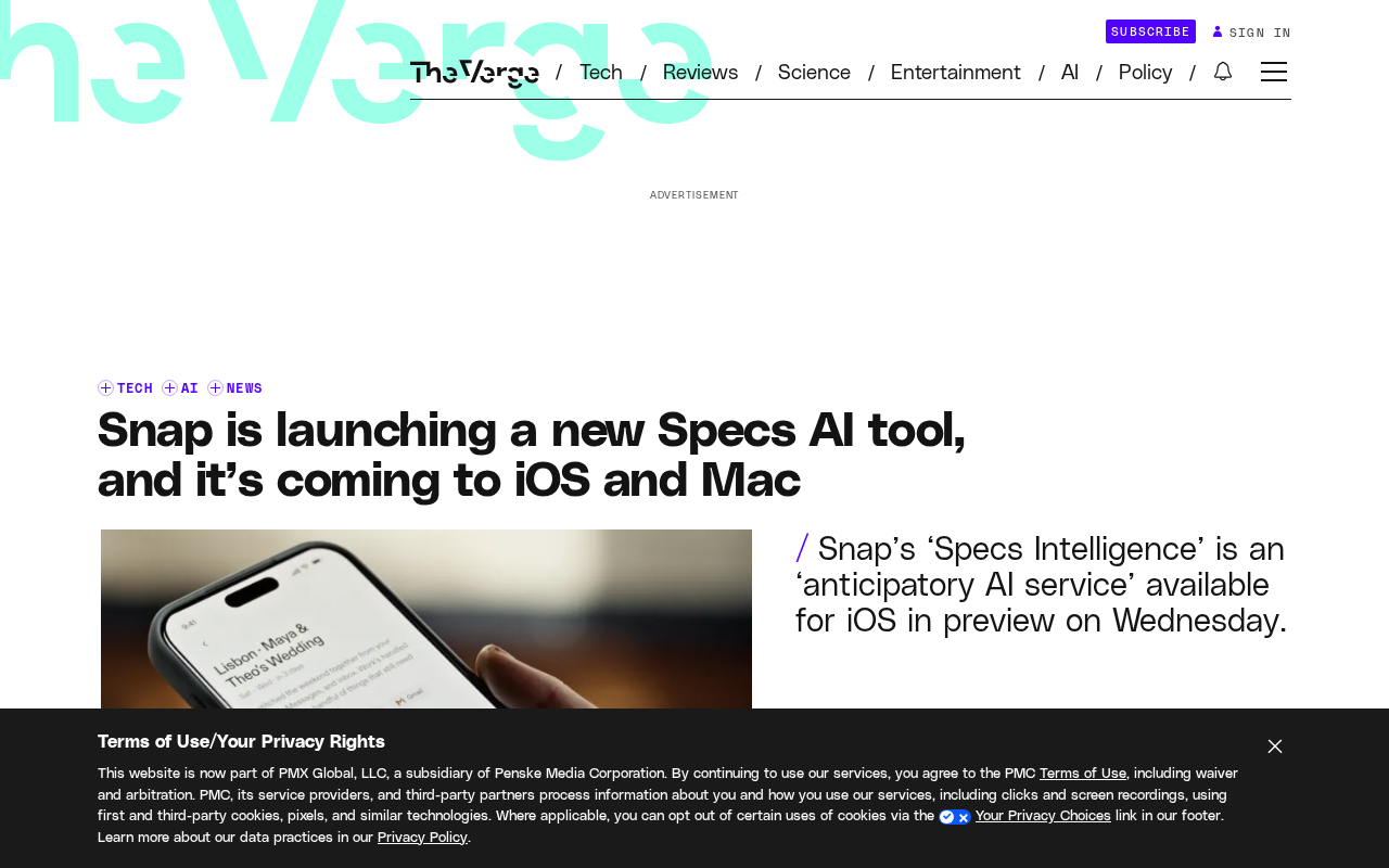 Snap Launches Specs Intelligence: A Cross-Platform AI Assistant Coming to iOS and Mac