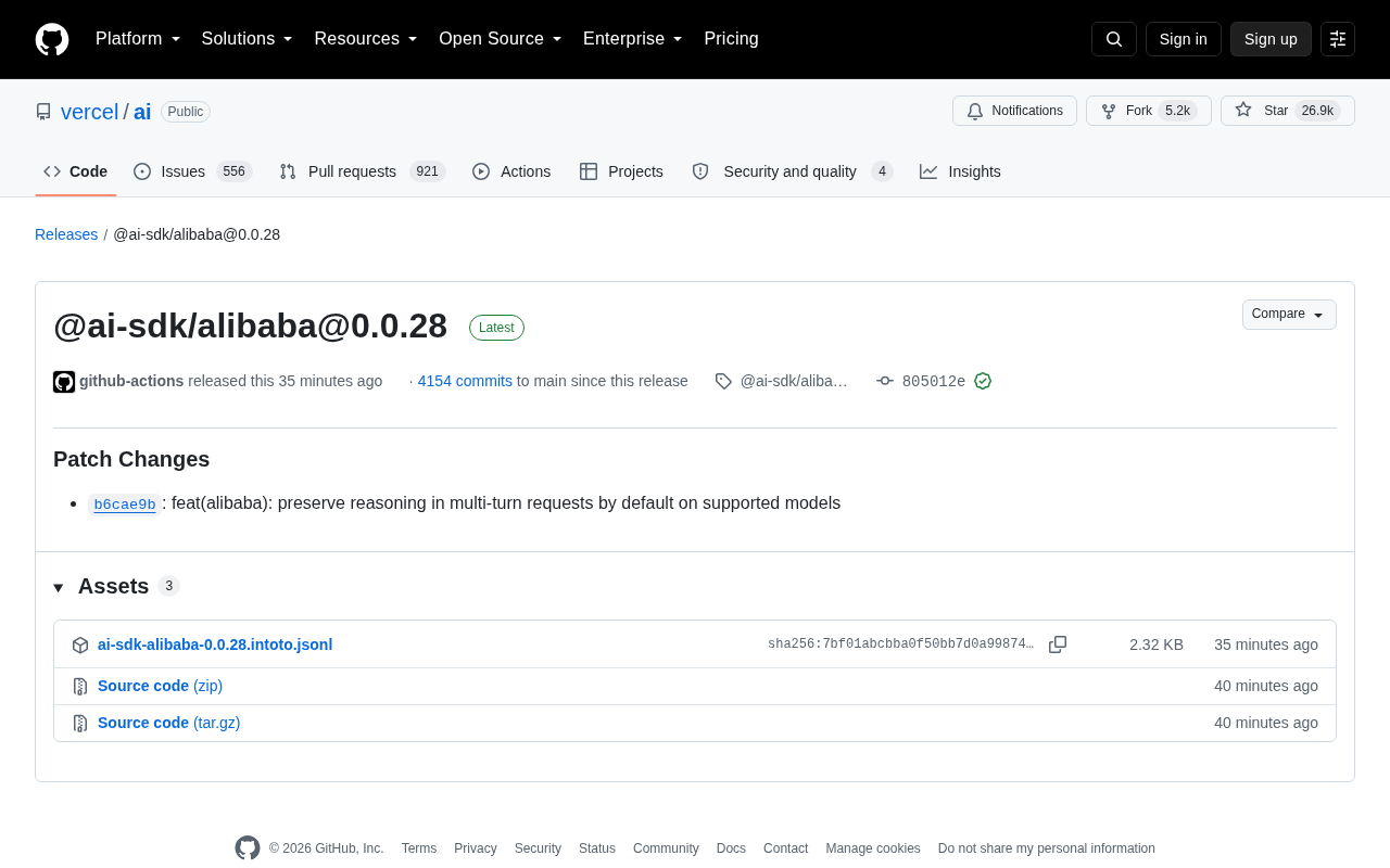 Vercel AI SDK Alibaba Adapter Update: Multi-Turn Conversations Now Preserve Reasoning Chain by Default