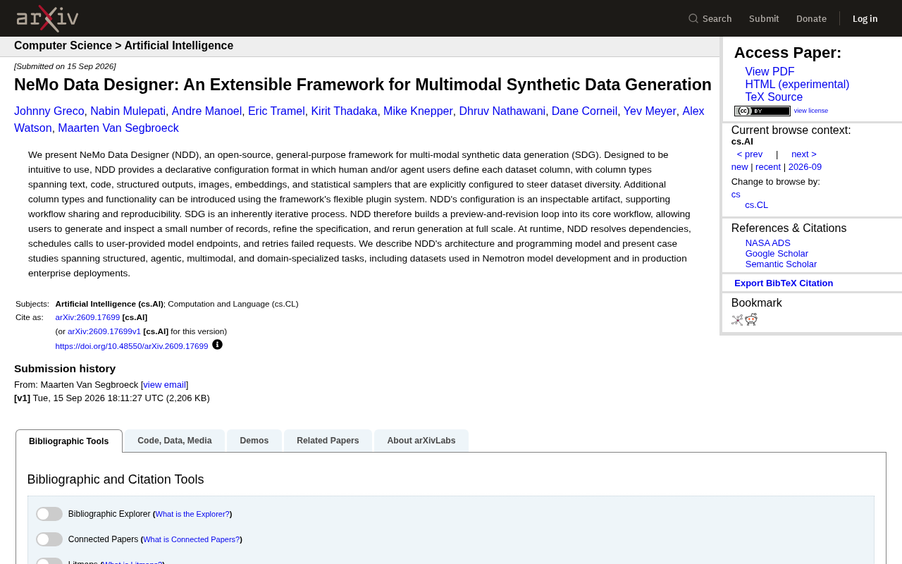 NVIDIA NeMo Data Designer: An Open-Source Framework for Multimodal Synthetic Data Generation