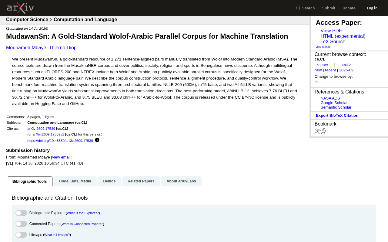 MudawanSn: Bridging the Gap in Wolof–Arabic Machine Translation