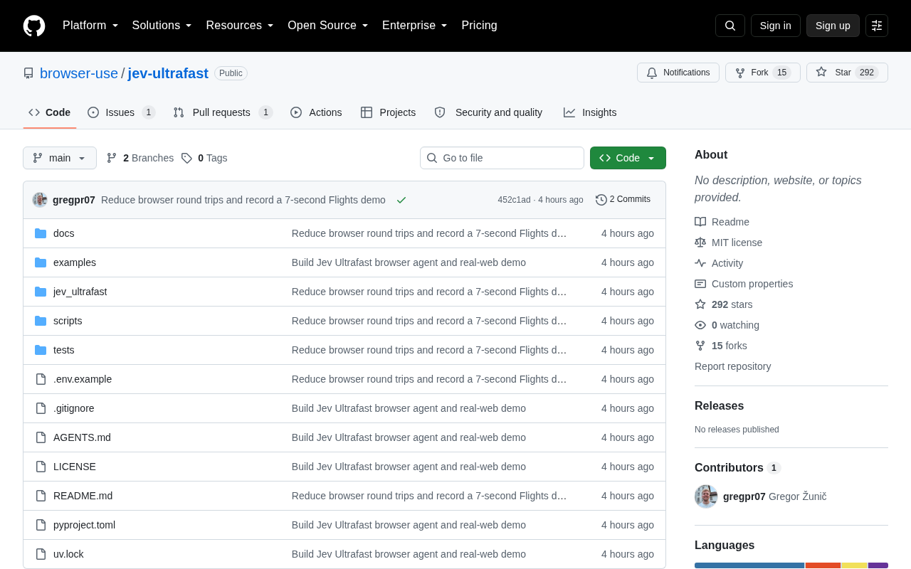 Jev Ultrafast: A Browser Agent with Dynamic Indexed Action Space