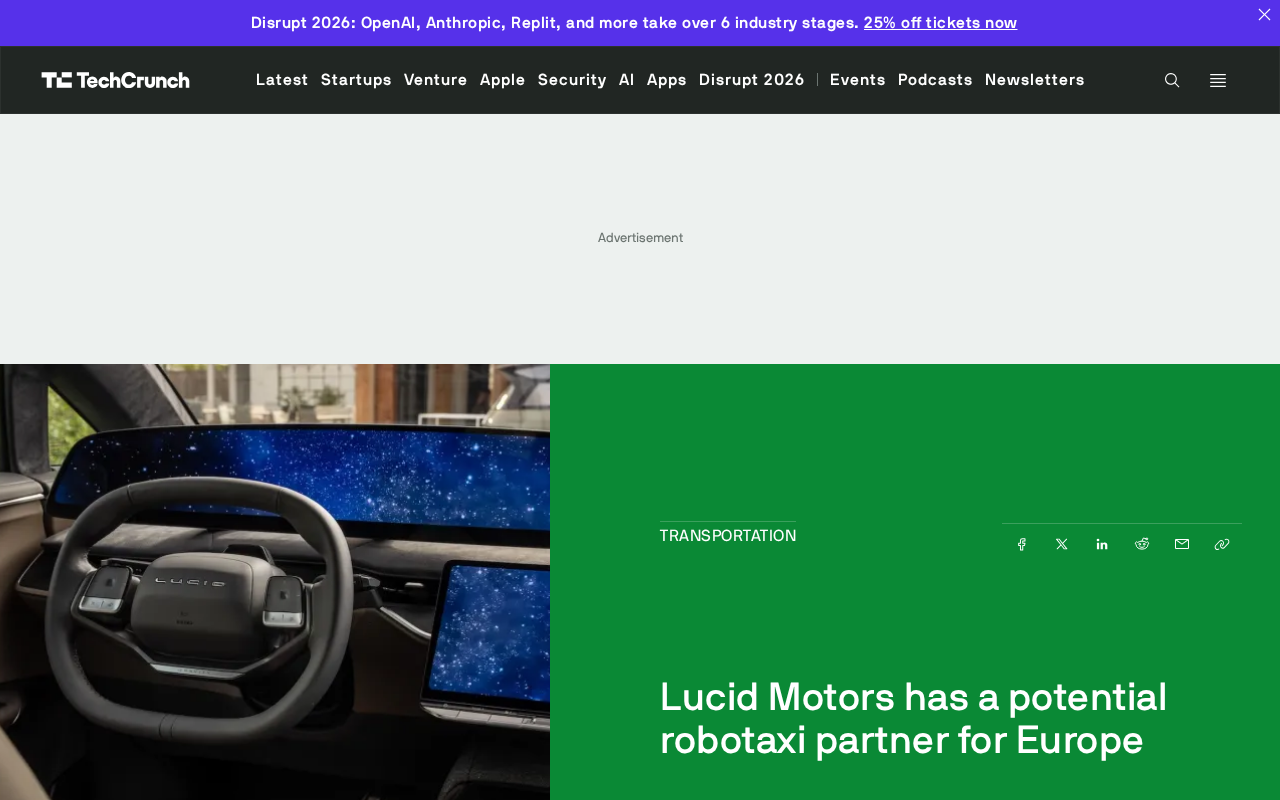 Lucid Partners with Bolt to Target European Robotaxi Market