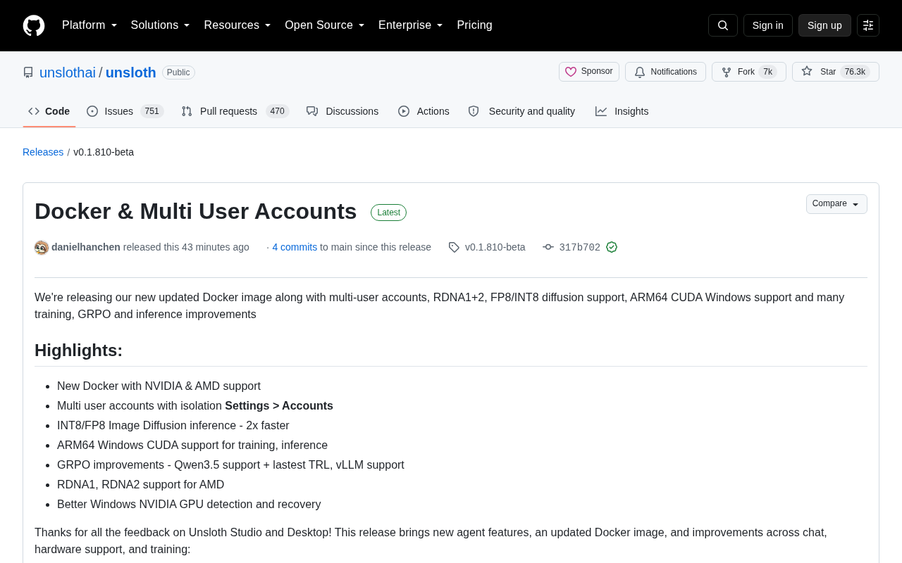 Unsloth 重磅更新:多用户账户、全新 Docker 与 FP8 扩散推理