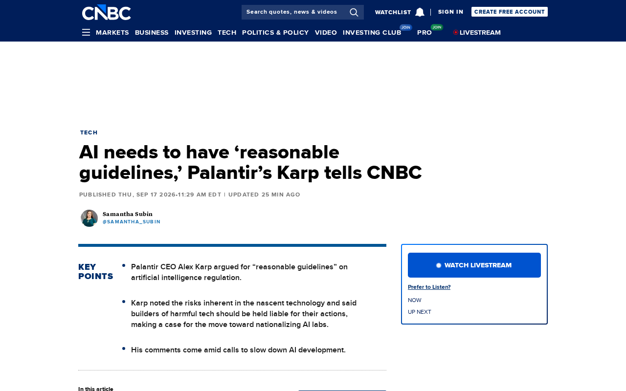 Palantir CEO Warns: AI Development Needs a Reasonable Regulatory Framework