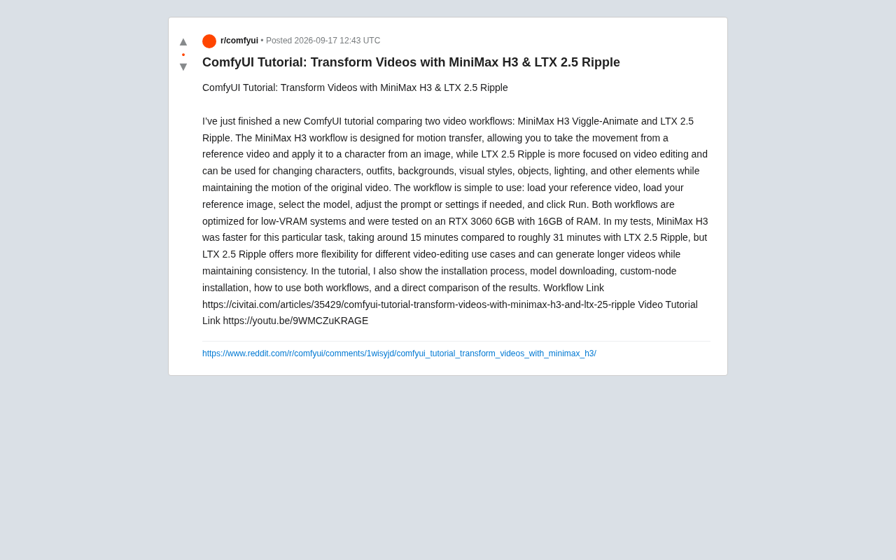 ComfyUI Video Workflow Showdown: MiniMax H3 vs LTX 2.5 Ripple