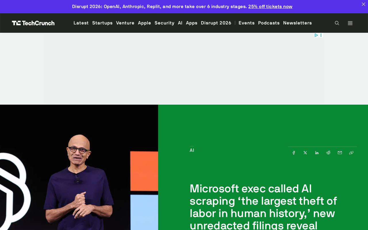 Microsoft Internally Called AI Data Scraping 'The Largest Theft of Labor in Human History'