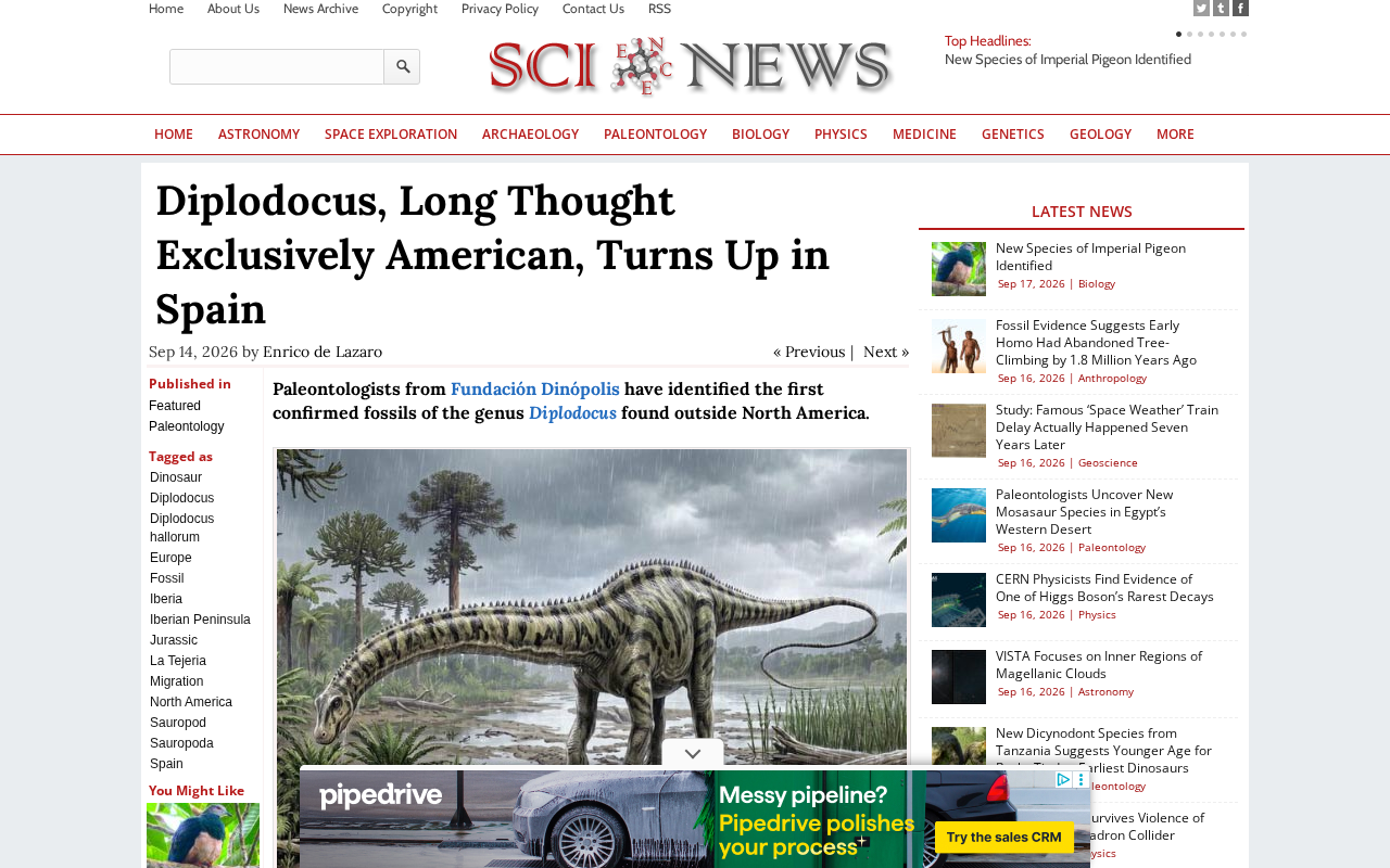 Diplodocus Fossil Found in Spain: A Discovery That Upends Its 'Americas-Only' Status