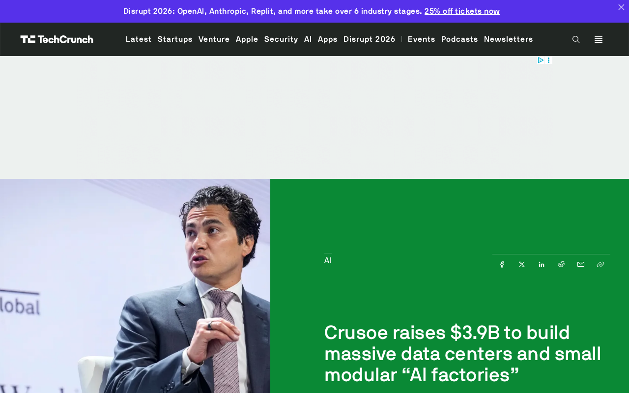 Crusoe Raises $3.9 Billion, Targeting AI Data Centers and Modular 'AI Factories'