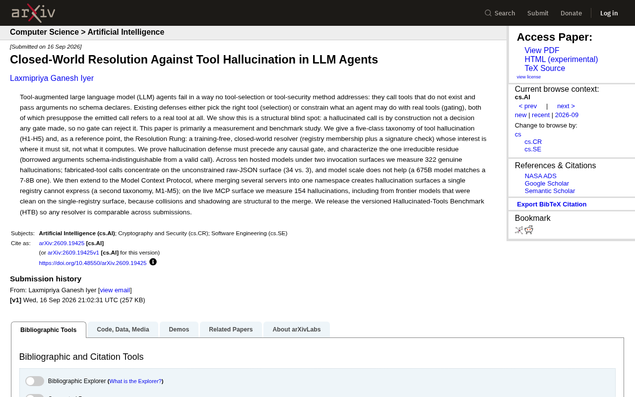Closed-World Resolution Against Tool Hallucination in LLM Agents