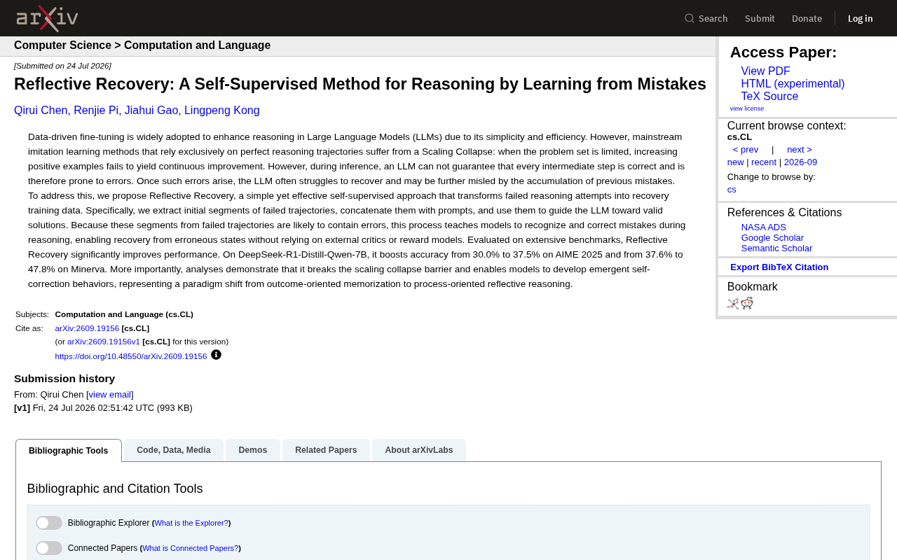 Reflective Recovery: Teaching LLMs to Self-Correct by Learning from Mistakes