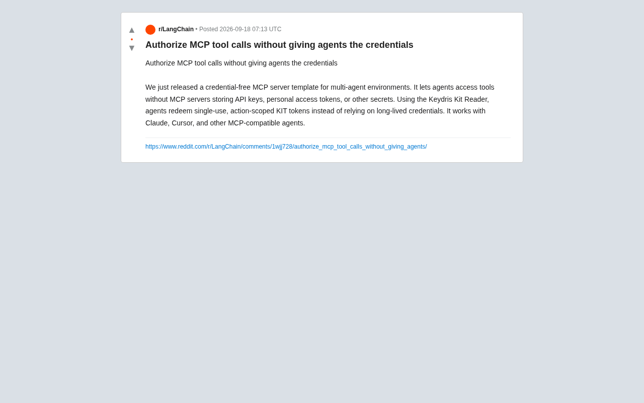 Authorizing MCP Tool Calls Without Surrendering Credentials: How Keydris Works