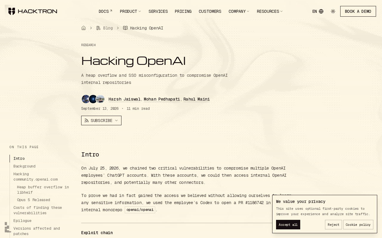 堆溢出叠加SSO配置失误:OpenAI内部代码库如何被攻破