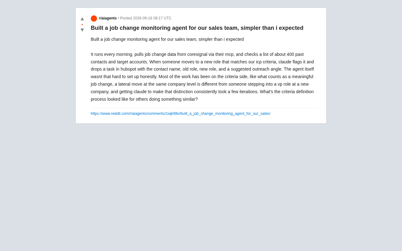 Using an AI Agent to Monitor Customer Job Changes: A Sales Team Automation Case Study