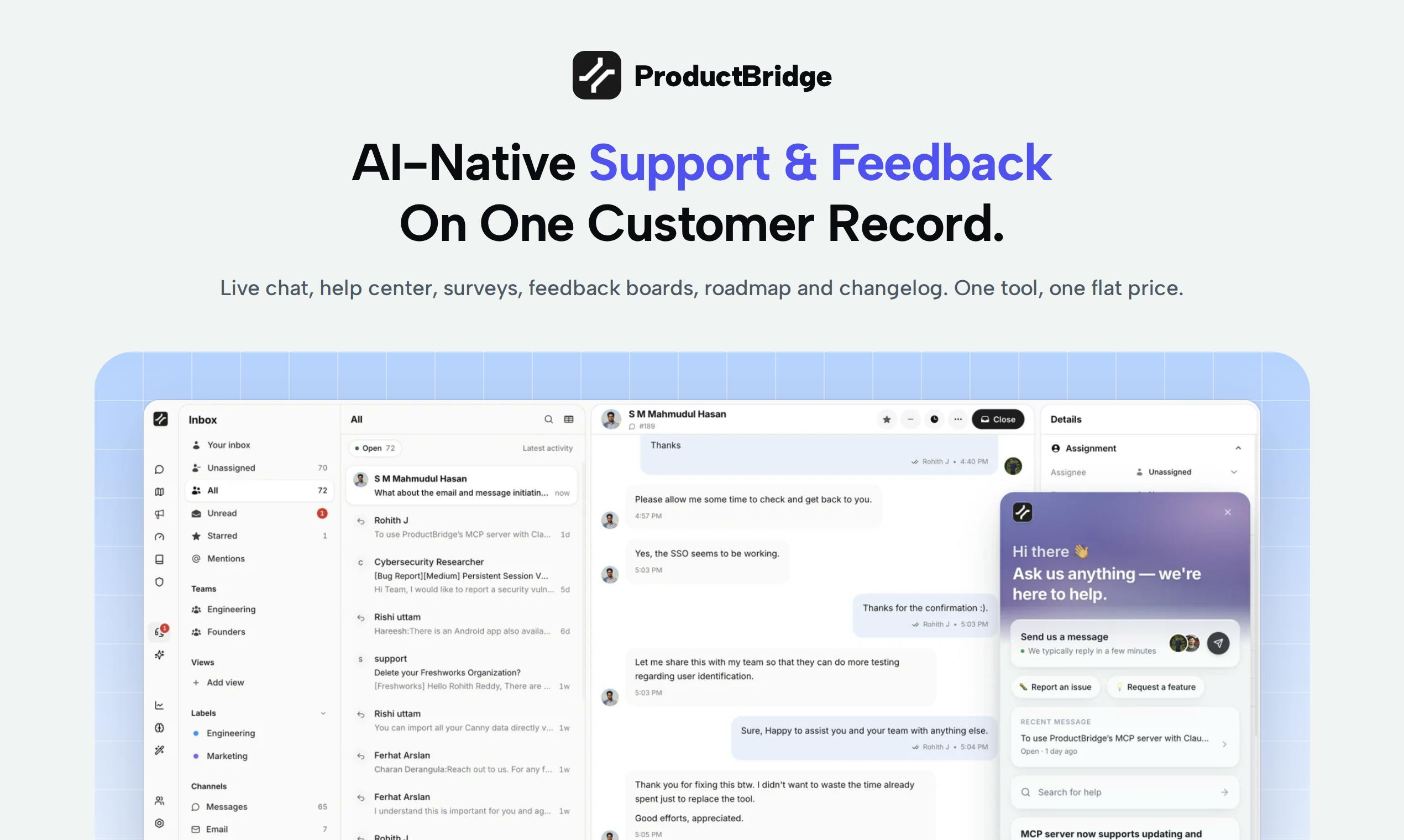 ProductBridge:用AI整合客服与反馈,让产品路线图靠证据说话