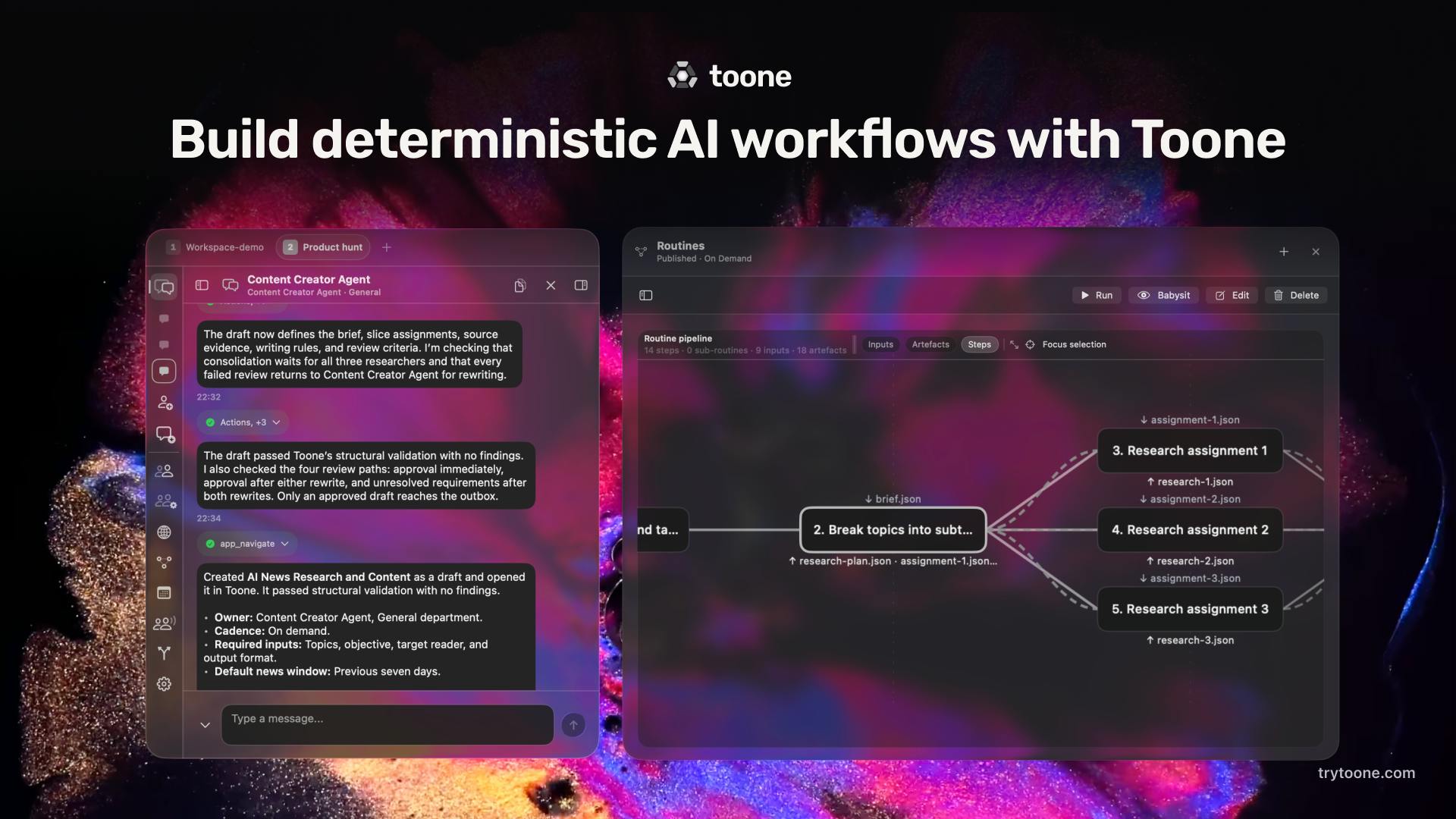 Toone: Build Reliable AI Agent Workflows with Natural Language