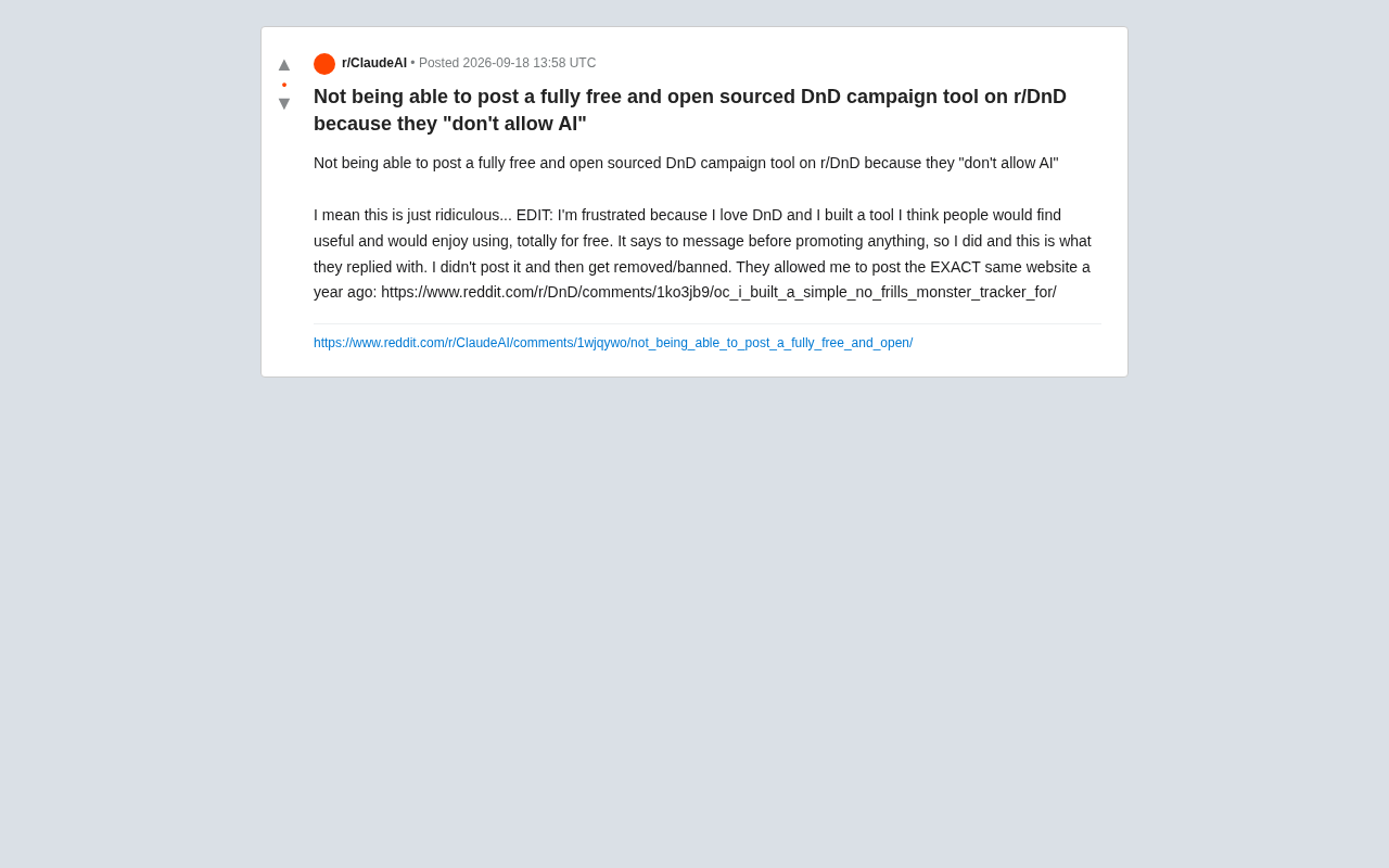 Free Open-Source Tool Rejected: The Community Controversy Sparked by r/DnD's AI Ban