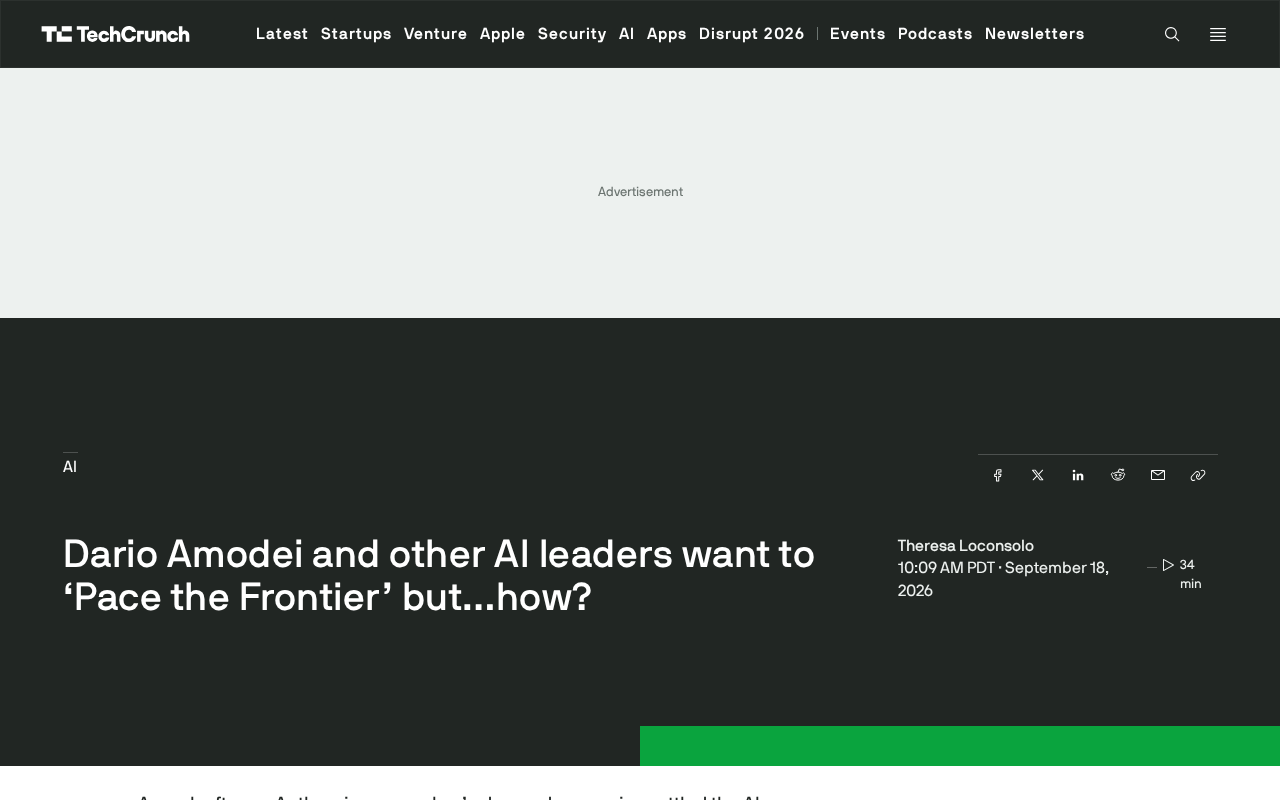 Dario Amodei's 'Pace the Frontier' Plan: Can AI Safety Governance Actually Work?