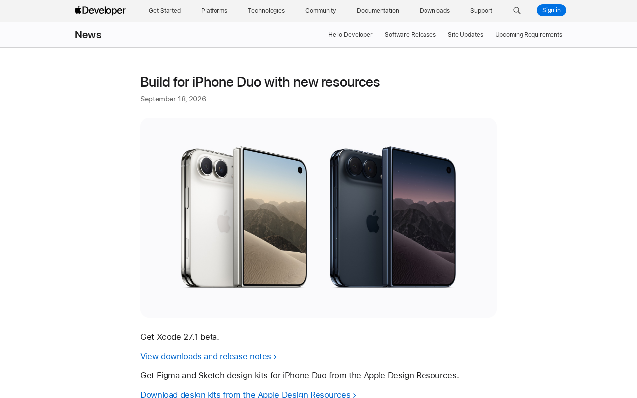 苹果发布iPhone Duo开发资源:Xcode 27.1 beta与设计套件上线