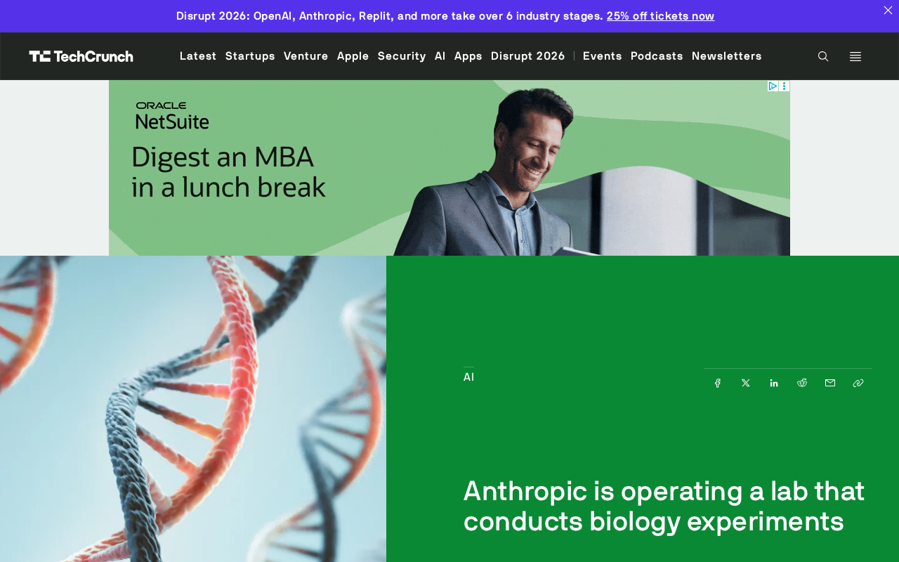 Anthropic operates a lab conducting biological experiments
