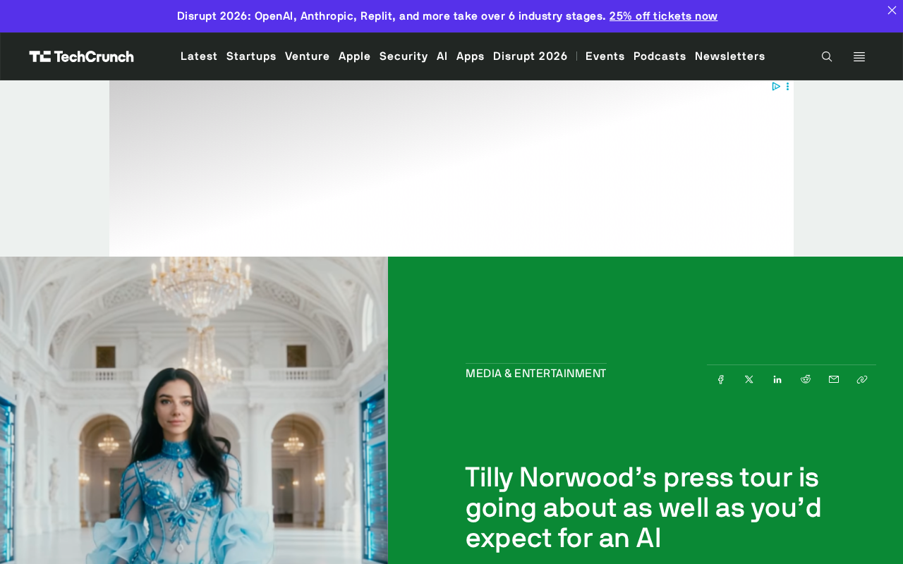 AI Virtual Actress Tilly Norwood's Press Tour Goes Wrong: Starts Speaking Chinese Mid-Interview