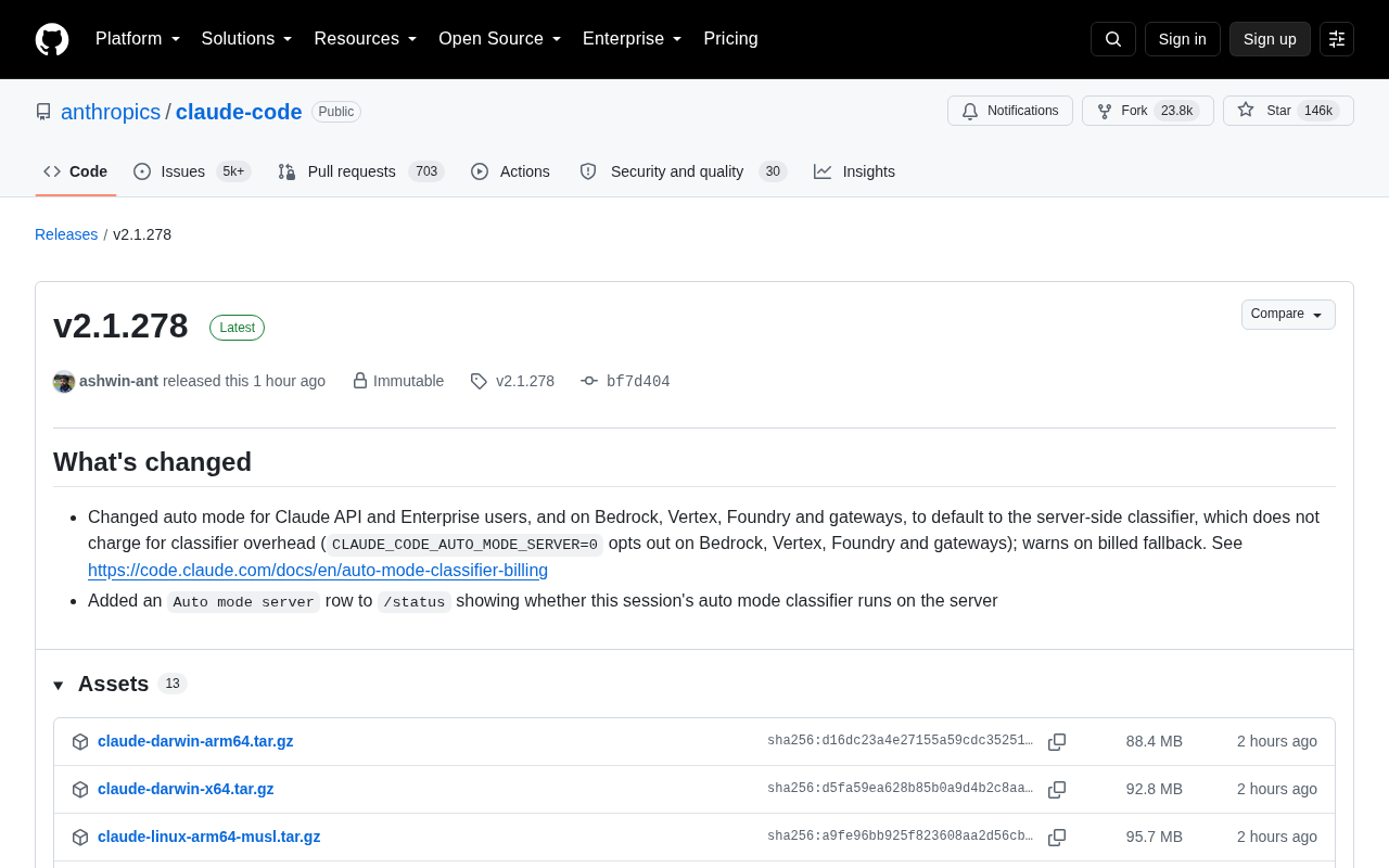 Claude Code v2.1.278 Update: Auto Mode Switches to Server-Side Classifier at No Extra Charge