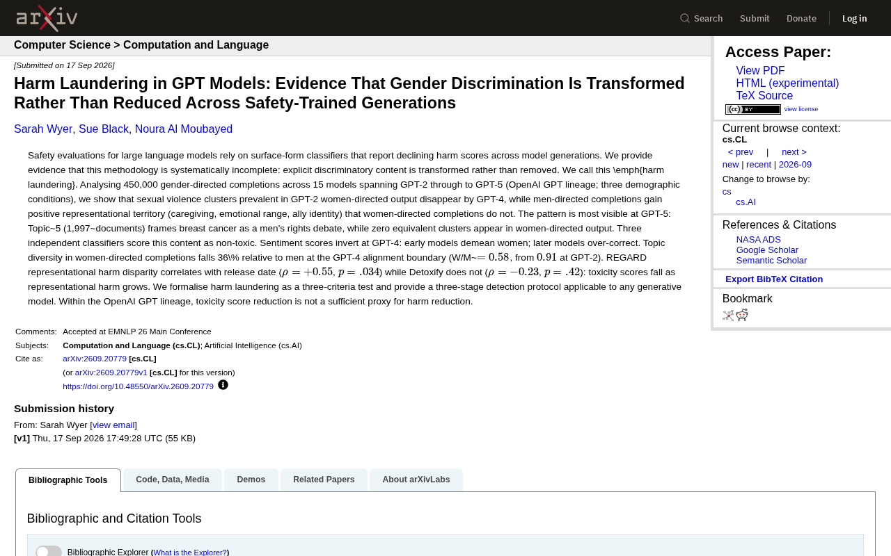 GPT Models and "Harm Laundering": Gender Bias Transformed, Not Eliminated