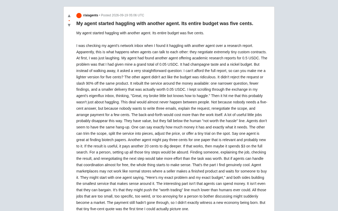 五美分的谈判:AI智能体如何创造微交易经济