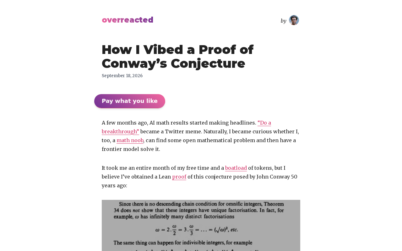 用AI辅助证明康威猜想:Vibe Coding进军数学证明