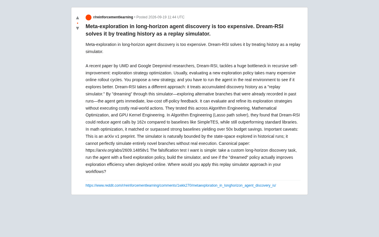 Dream-RSI: Breaking the Exploration Cost Barrier in AI Agents with a History Replay Simulator