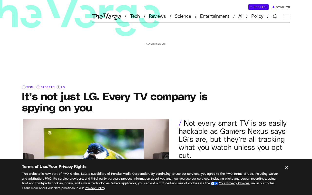 It's Not Just LG: All Smart TVs Are Watching You