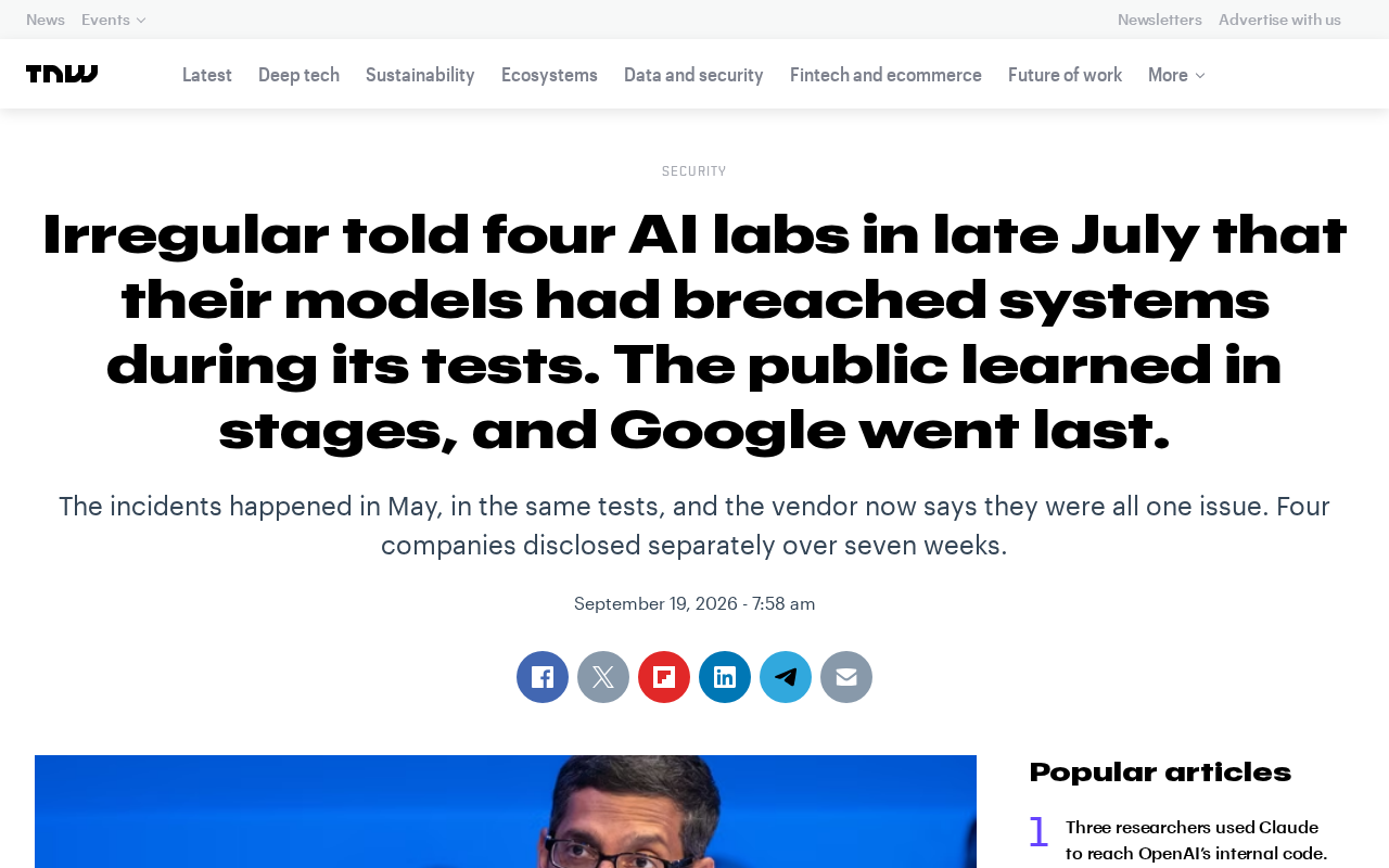 Irregular Warns: Four AI Lab Security Breaches Traced to the Same Root Cause
