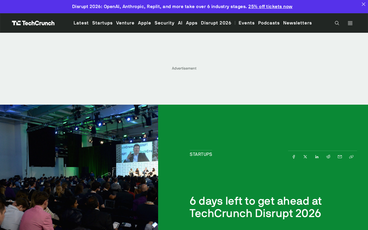 TechCrunch Disrupt 2026早鸟票倒计时:最高省200美元