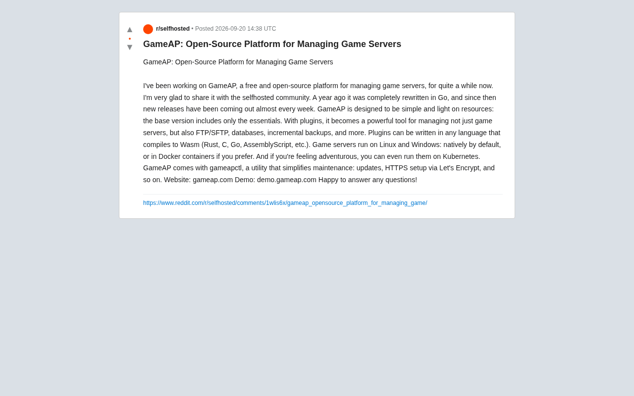 GameAP: Open-Source Game Server Management Platform, Rewritten in Go with Weekly Updates