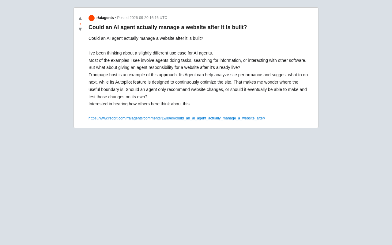 reddit 讨论:AI Agent 能否在网站建成后接管运营