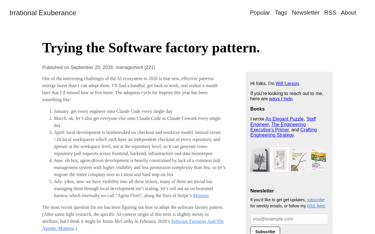 Software Factory Pattern in Practice: A New Take on Development Pipelines in the AI Era
