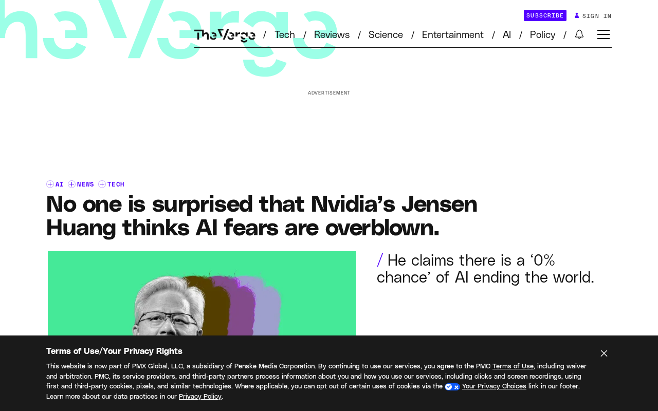 Jensen Huang Says AI Extinction Risk Is '0%' — Here's Why the Industry Isn't Buying It