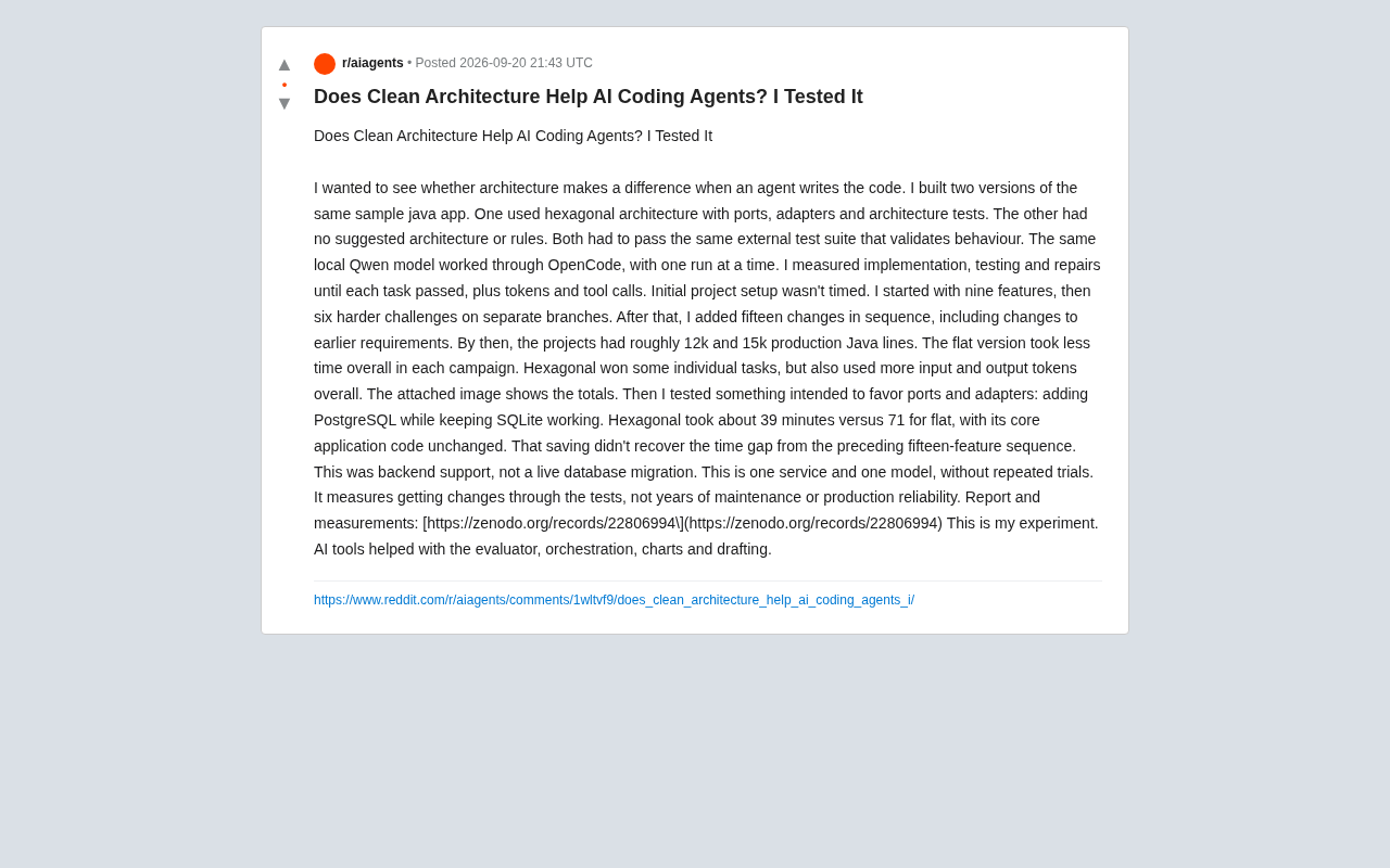 Can Clean Architecture Help AI Coding Agents Write Better Code? A Real-World Test