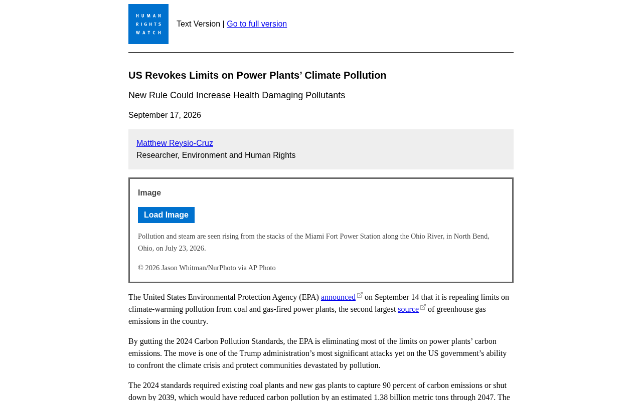 rss source: US Revokes Limits on Power Plants' Climate Pollution