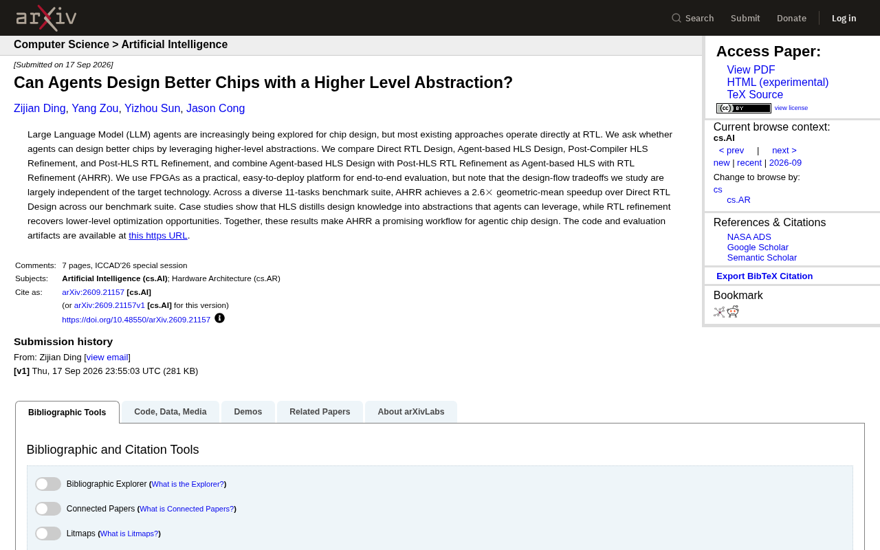 AI Agents Design Chips at Higher Abstraction: HLS Workflow Achieves 2.6× Speedup