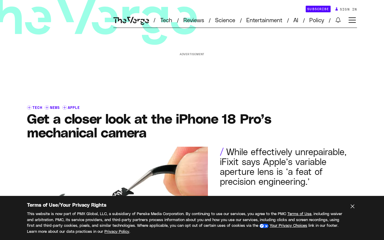 iPhone 18 Pro可变光圈相机拆解:机械虹膜揭秘与维修隐忧