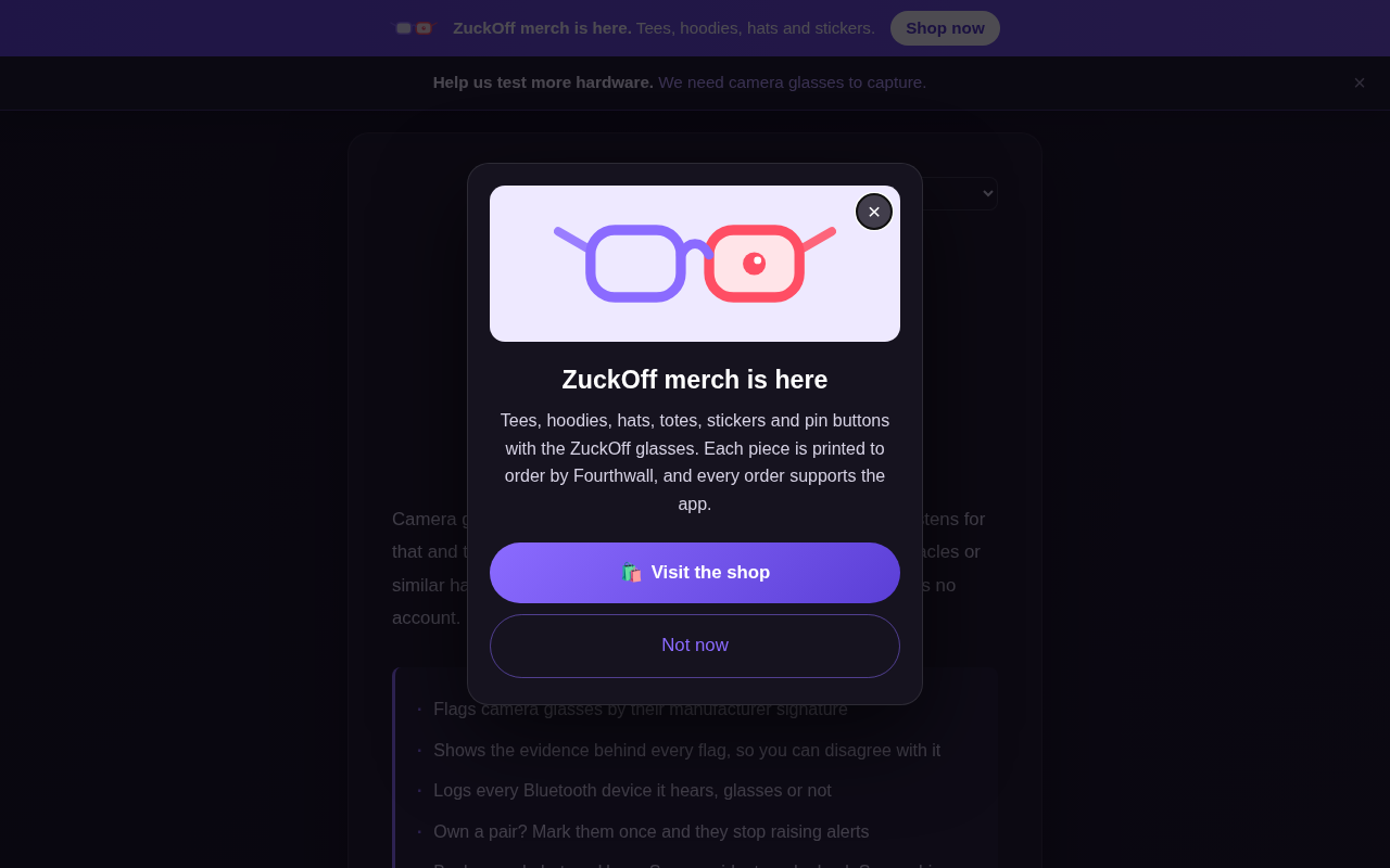 ZuckOff: A Privacy Tool That Detects Hidden Cameras in Real Time