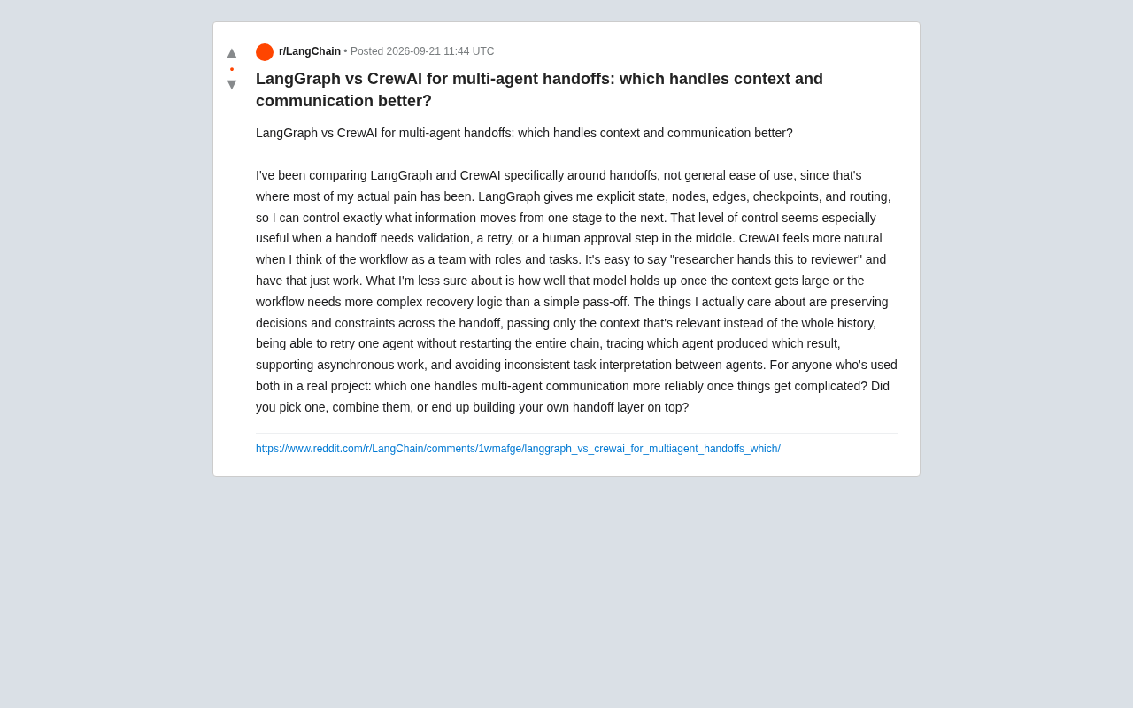 LangGraph vs CrewAI:多智能体交接谁更可靠?