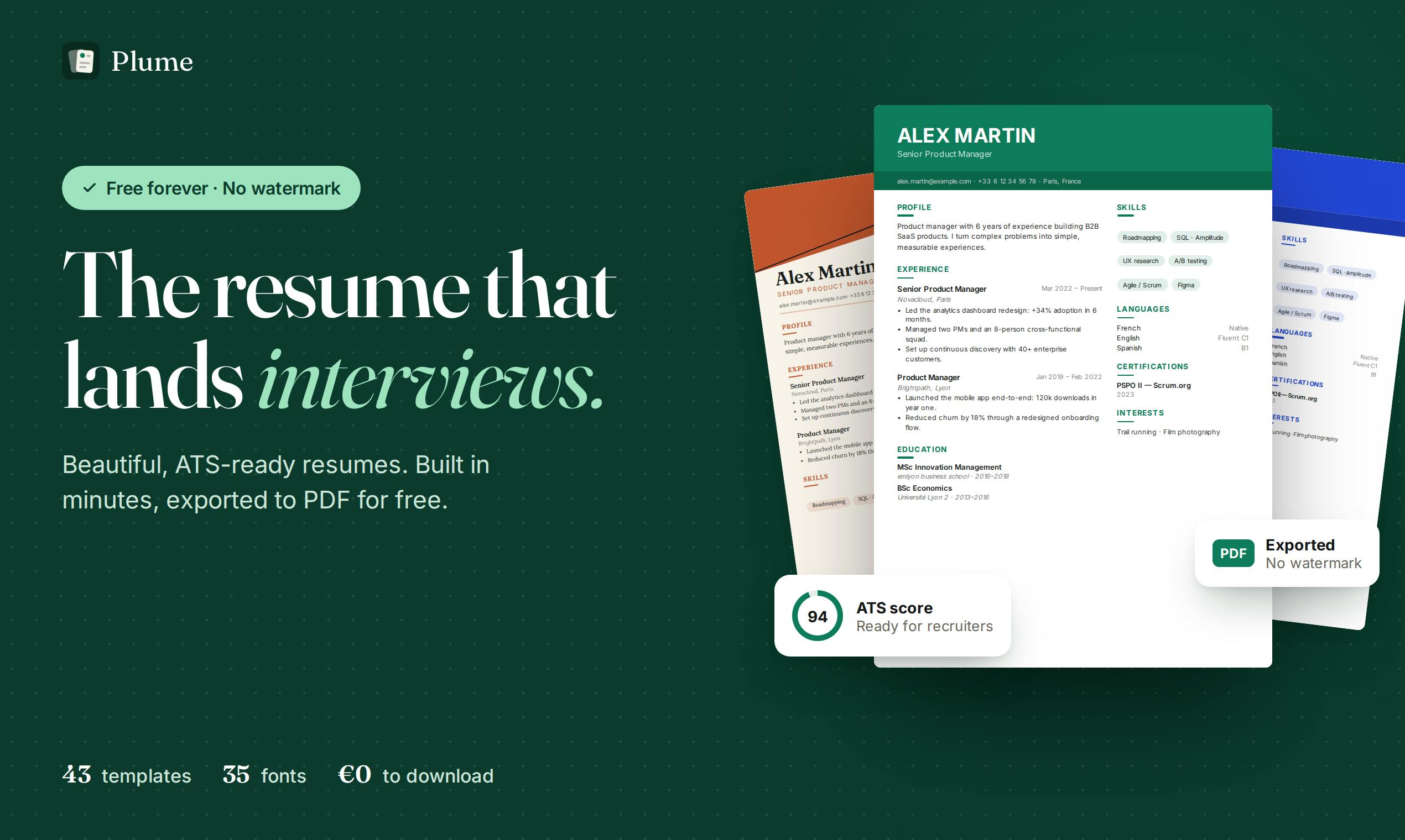 Plume: A Free Tool to Instantly Upgrade Your Old Resume into an ATS-Friendly Format